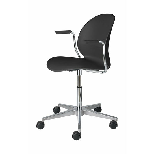 [product_category]-Fritz Hansen N02 Recycle Swivel Armchair, Black/Polished Aluminium-Fritz Hansen-N02-31-Black-Polished-Aluminium-FRI-1