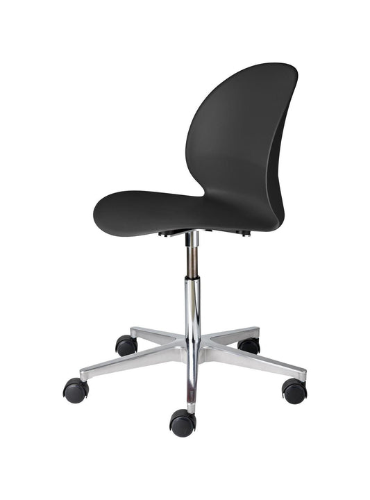[product_category]-Fritz Hansen N02 Recycle Swivel Chair Polished Aluminium, Black-Fritz Hansen-N02-30-black-FRI-1